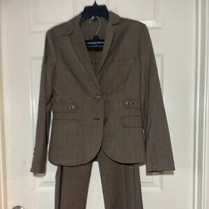 Atelier Luxe Women Brown Tweed Patch elbow 2 Piece Pantsuit